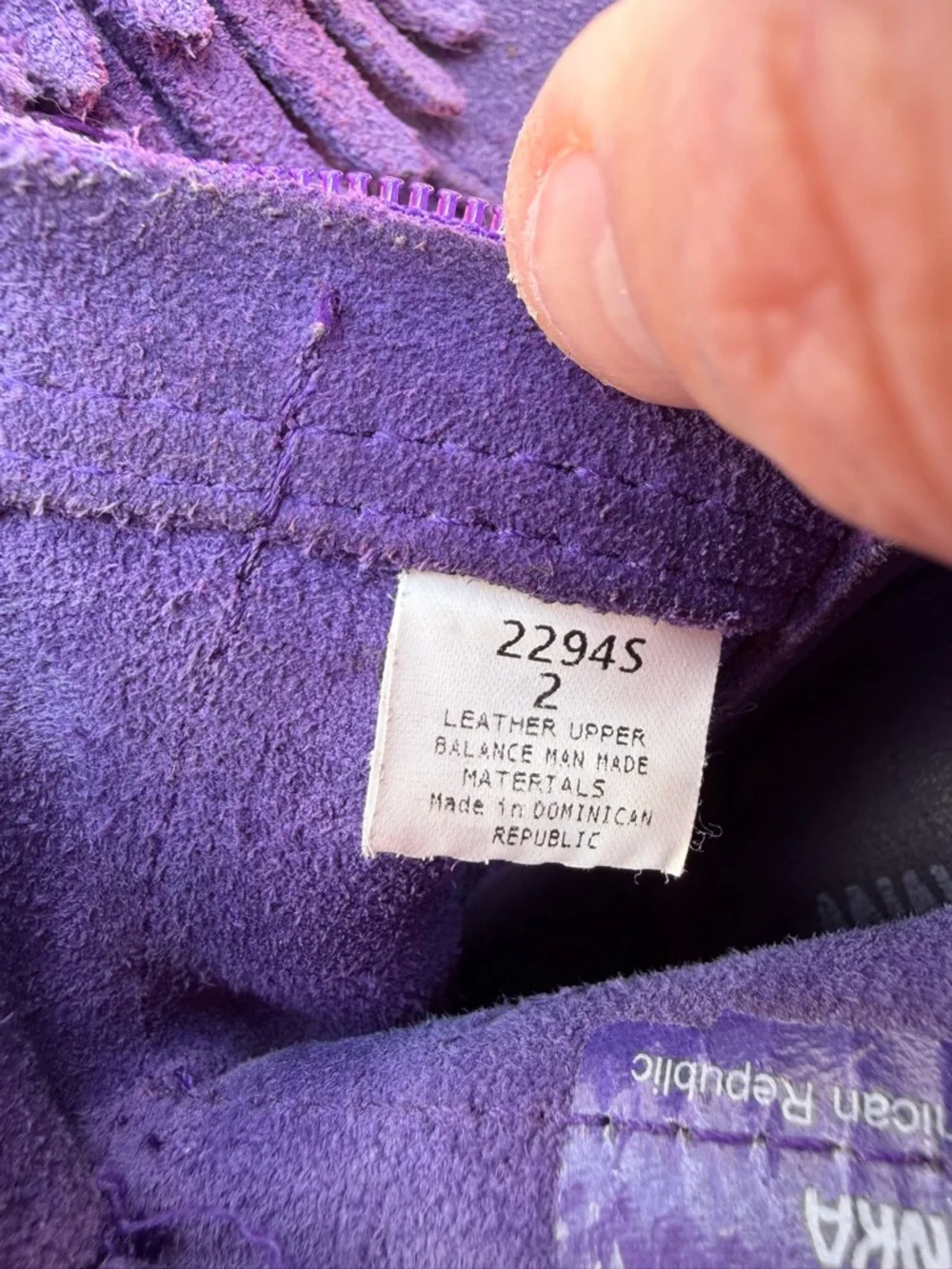 Minnetonka Kids Purple Suede Fringe Moccasin booties in box